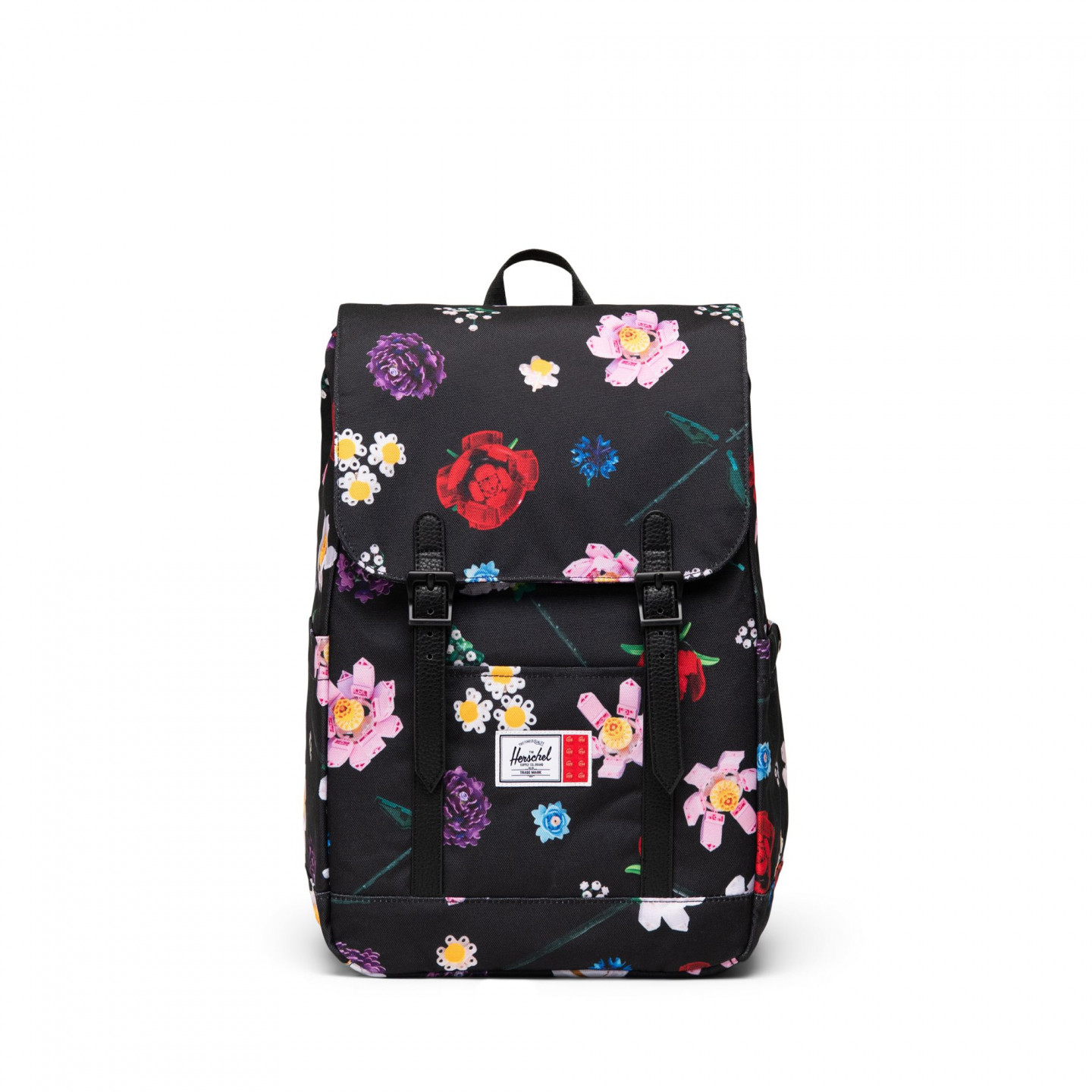 Herschel Retreat kleine rugzak - zwart met dwarrelende bloemen