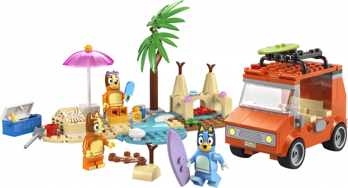 Bluey's autorit naar het strand
