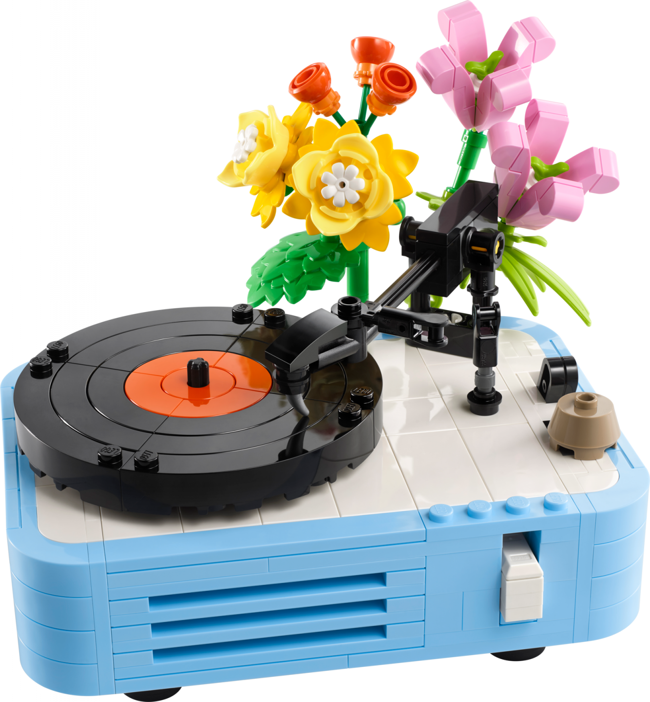 Platenspeler met bloemen